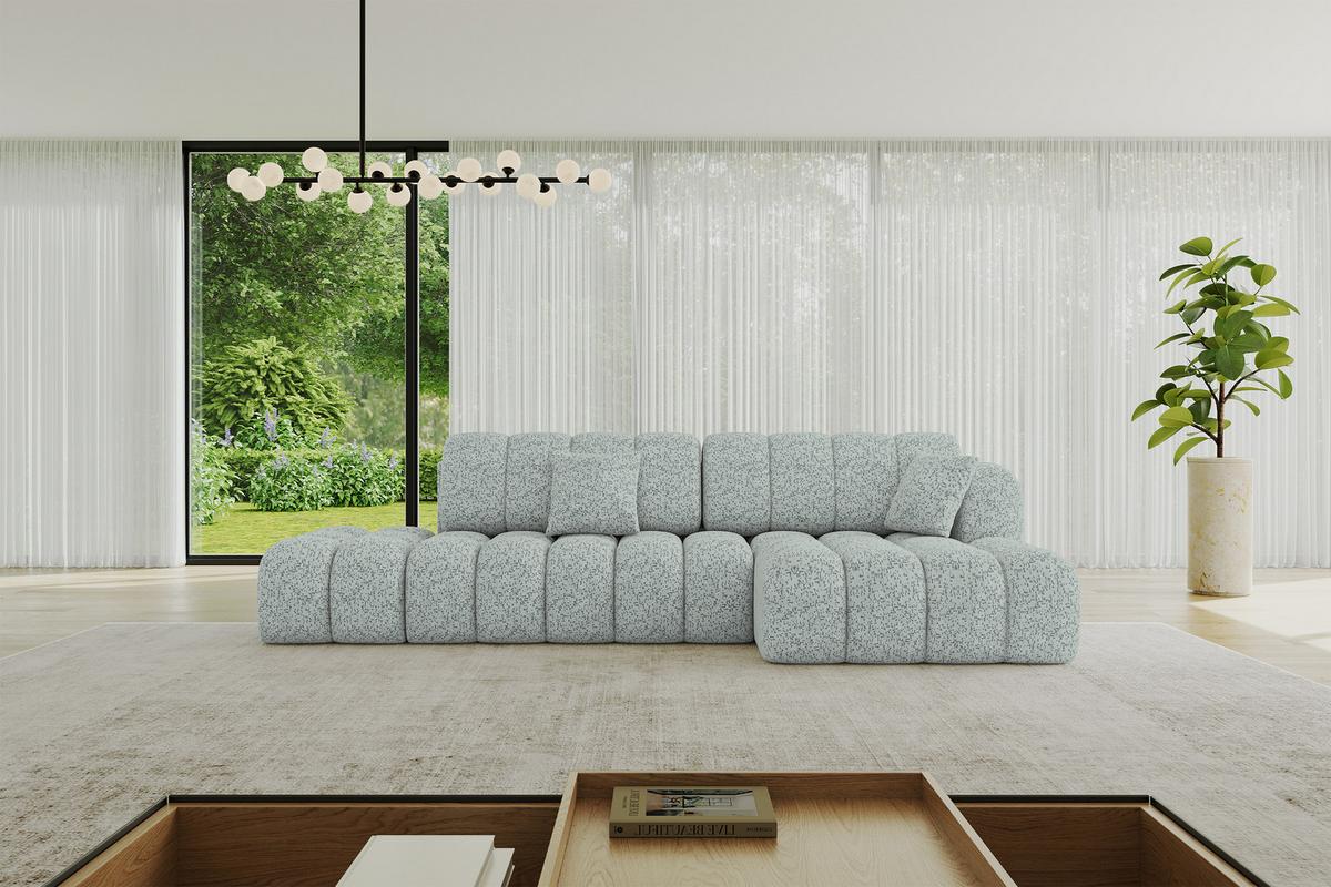 ECKSOFA mit Schlaffunktion Ottomane RECHTS OLEA-L2 321x164x75 Grün Tissu - Smaragdgrün/Schwarz, Holzwerkstoff/Kunststoff (164/321cm) - ALTDECOR