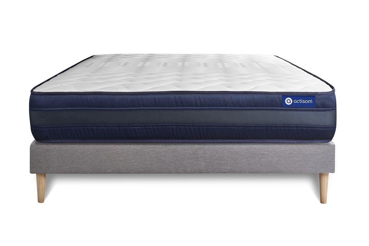 BETT Actimemo tech Memory-Schaum 135 x 200 cm h4 - Kit Bettgestell Grau - Beige/Grau, Karton/Holz (135/200cm) - ACTISOM