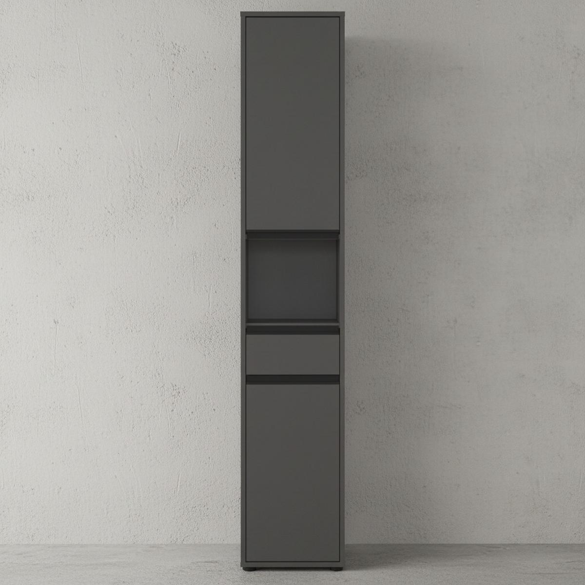 HOCHSCHRANK HAMBURG Soft-Close Modern 33x181x34 cm Graphit - Schwarz, Holzwerkstoff (33/181/34cm) - KADIMA DESIGN