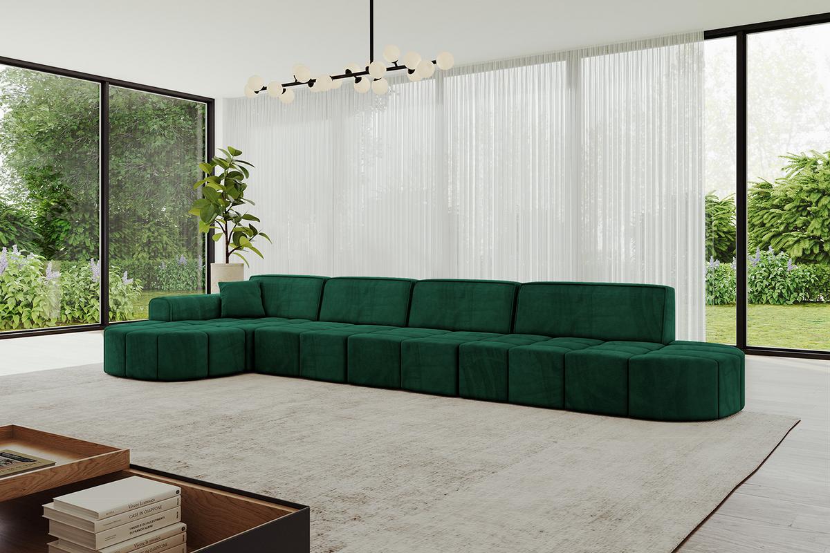 ECKSOFA Ottomane Links LIVO-L3 - 422x173x79,5 cm Dunkelgrün - Grün, Holzwerkstoff/Textil (422/173cm) - ALTDECOR