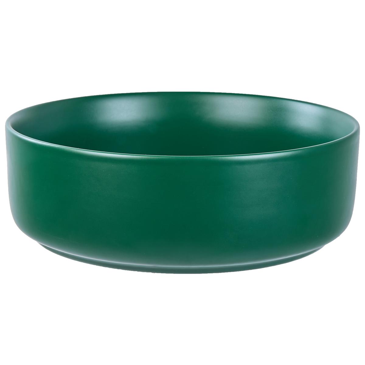 AUFSATZWASCHBECKEN Dunkelgrün 37 cm Keramik Gudar - Dunkelgrün/Grün, Keramik (37/12/37cm) - Beliani