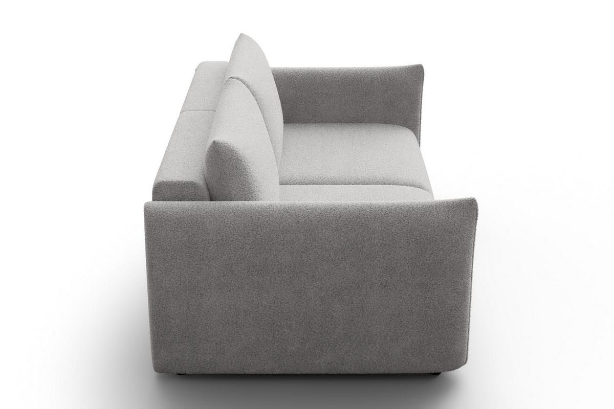 SOFA TAUER 3-Sitzer, Bouclé-Stoff hellgrau - Hellgrau/Schwarz, Holz/Textil (206/84/112cm) - Courtois Laville