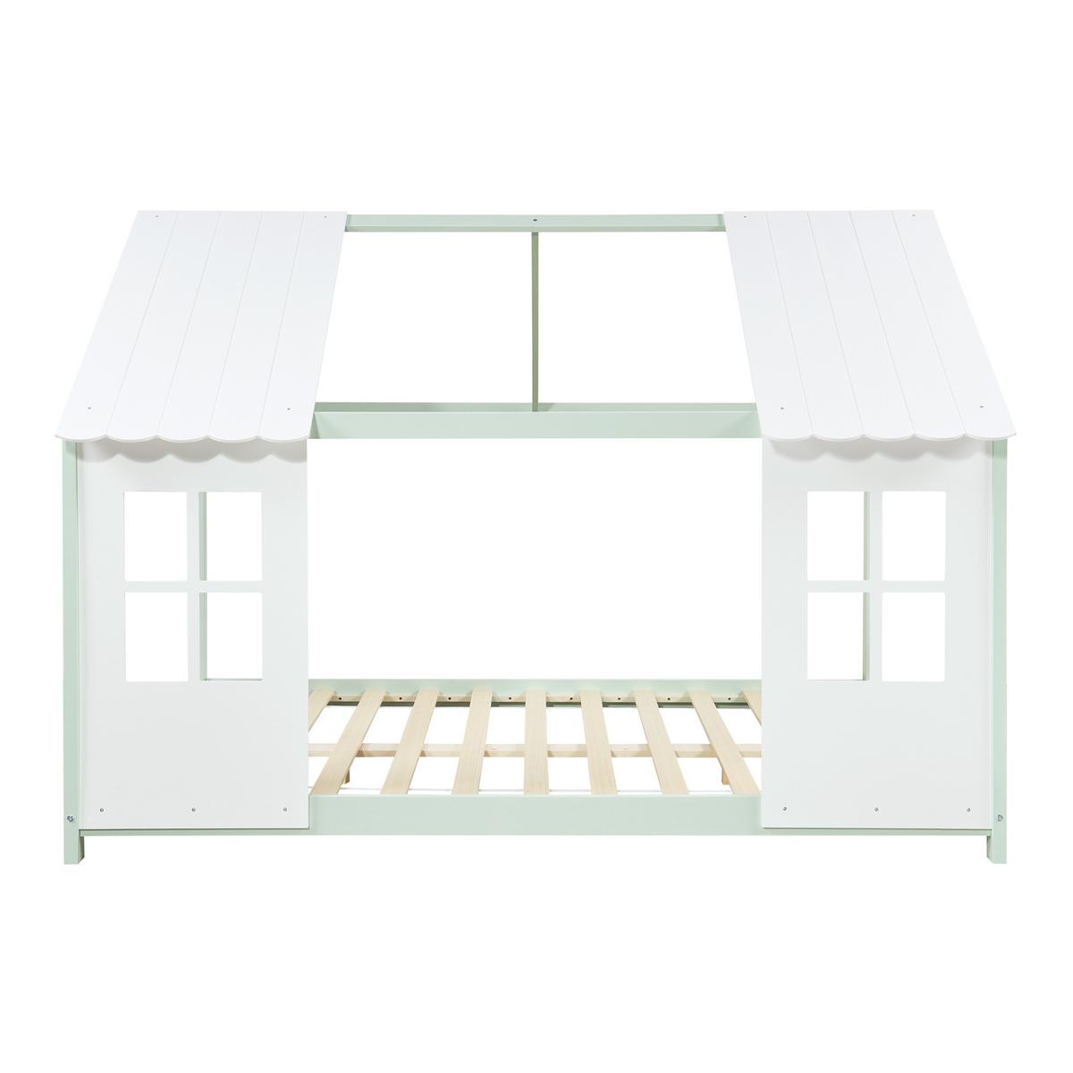HAUSBETT Tostedt - Weiß/Mintgrün, Holz (140/200cm) - [en.casa]