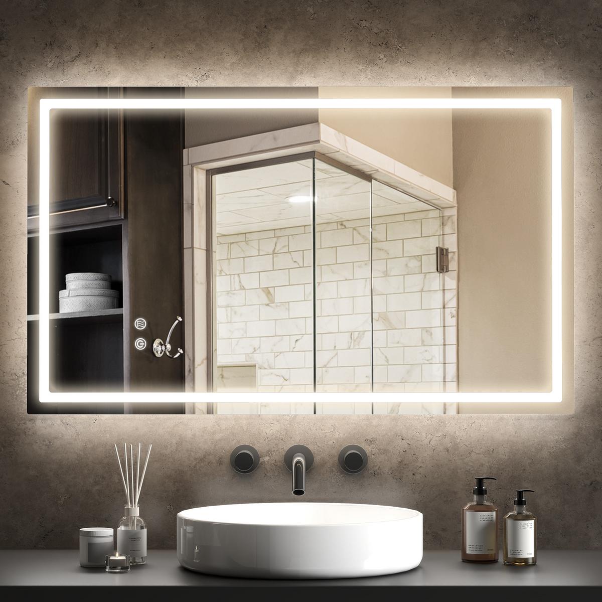 BADSPIEGEL Glas Metall Silber - Transparent, Metall (60/3/100cm) - HOMCOM