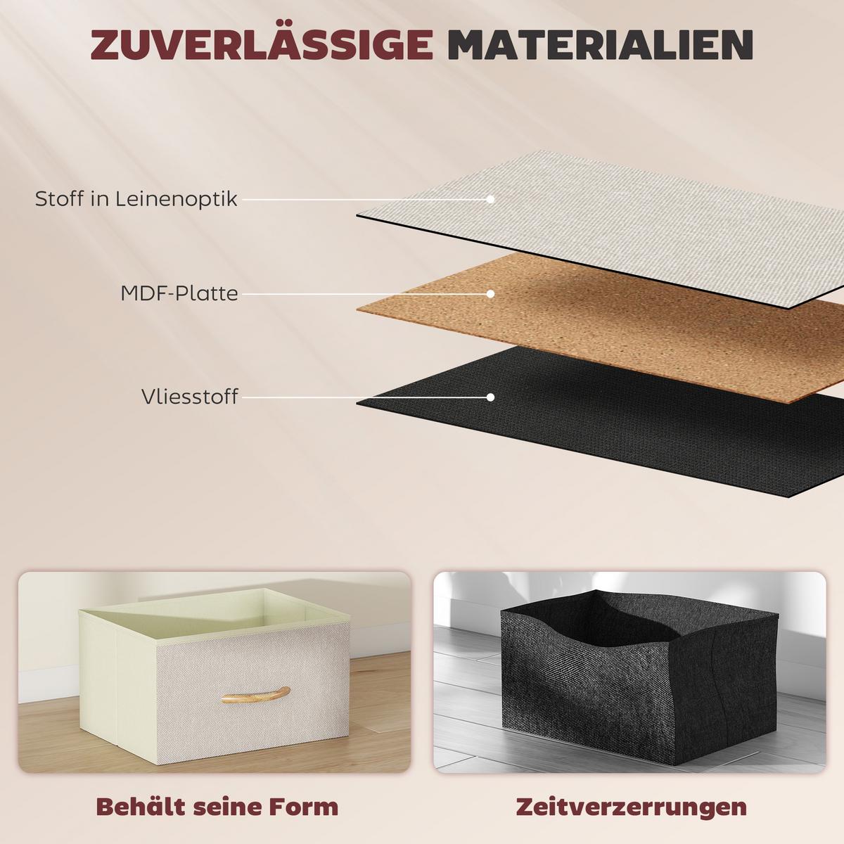 KOMMODE mit 5 Schubladen aus Vliesstoff Beige - Beige/Naturfarben, Holz/Textil (30/94.5/45cm) - HOMCOM