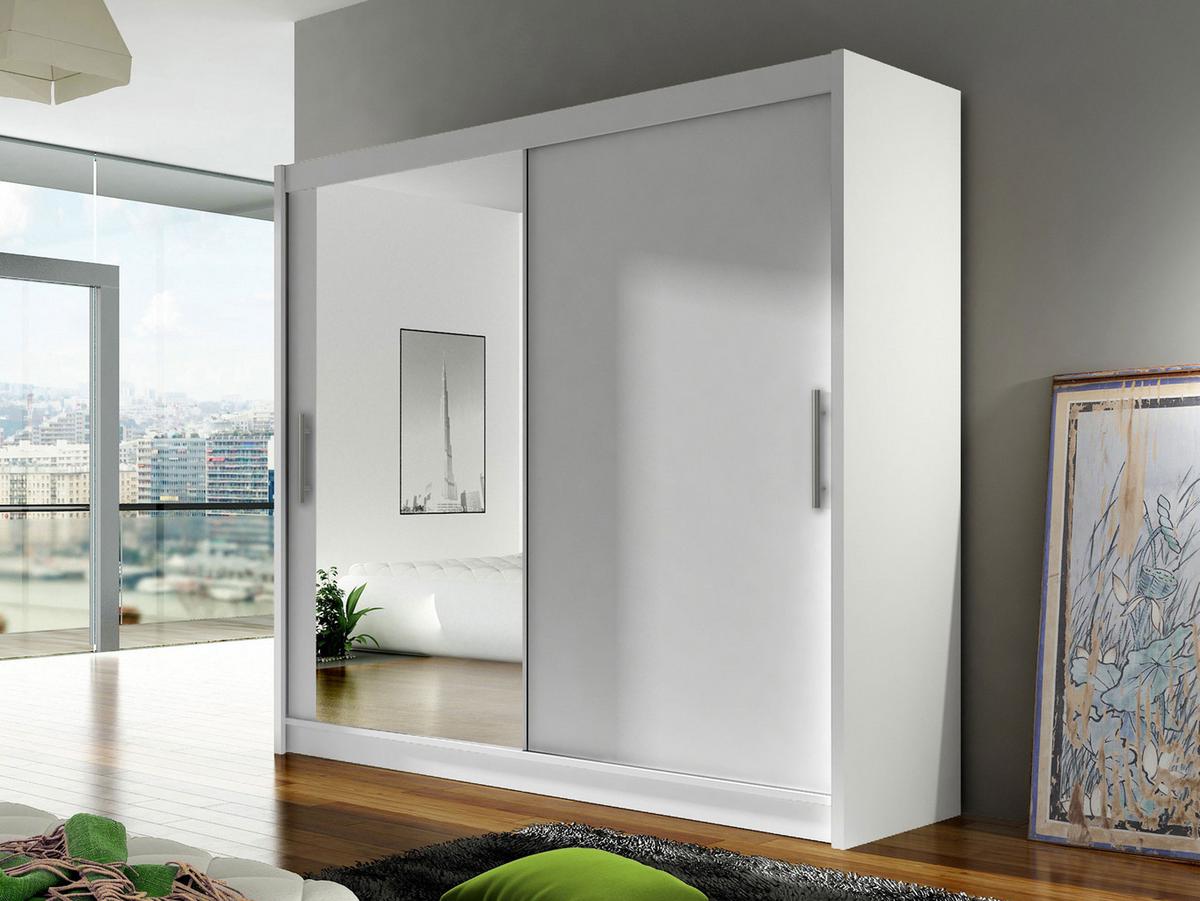 KLEIDERSCHRANK London VI - Silberfarben/Weiß, Holzwerkstoff/Kunststoff (180/215/58cm) - MIRJAN24