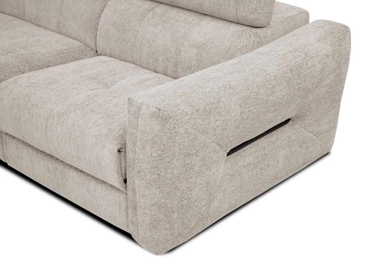 ECKSOFA CALVERA 5-Sitzer mit 1 Relaxfunktion, ecru - Ecru, Holzwerkstoff/Textil (239/298cm) - Wozimo