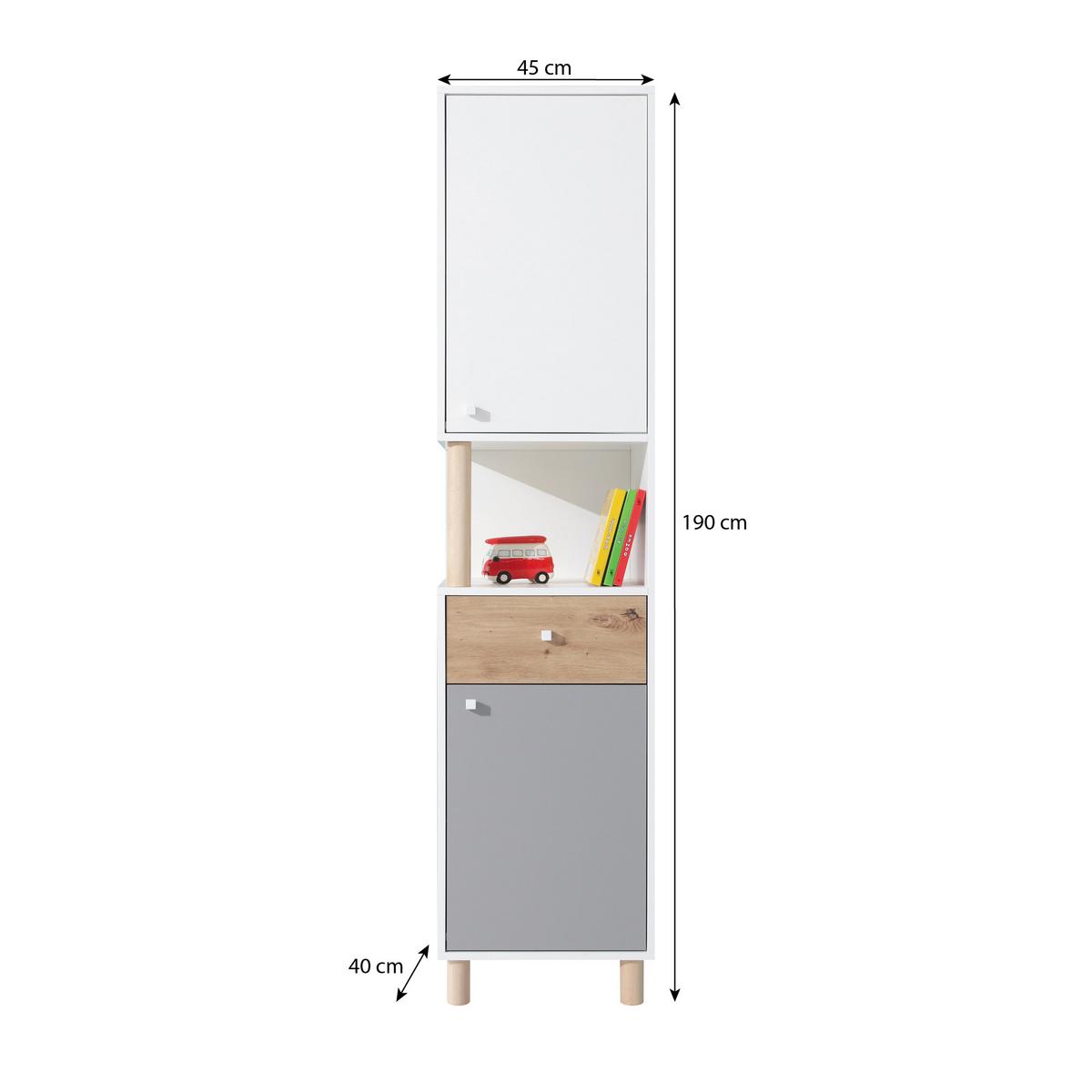 BÜCHERREGAL Figo mit 2 Türen und 1 Schublade - Weiß/Eiche Artisan, Holzwerkstoff (45/190/40cm) - Beautysofa
