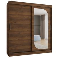 SCHIEBETÜRENSCHRANK mit Spiegel LUCY 200/180/62 2-türig - Silberfarben/Walnussfarben, Holz (180/62/180cm) - MÖBEL KRYSPOL