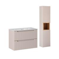 BADMÖBEL 80cm Riva 2er-Set Kaschmir - Beige, Holzwerkstoff (80/57/40cm) - Petits-meubles