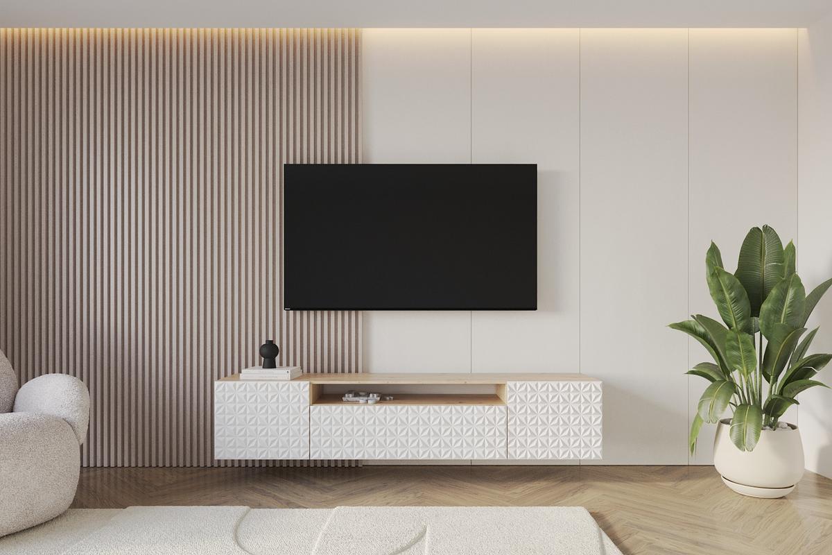 LOWBOARD VIRA-W 200x40x41 cm - Artisan / Weiß - Weiß, Holzwerkstoff (200/40/41cm) - ALTDECOR