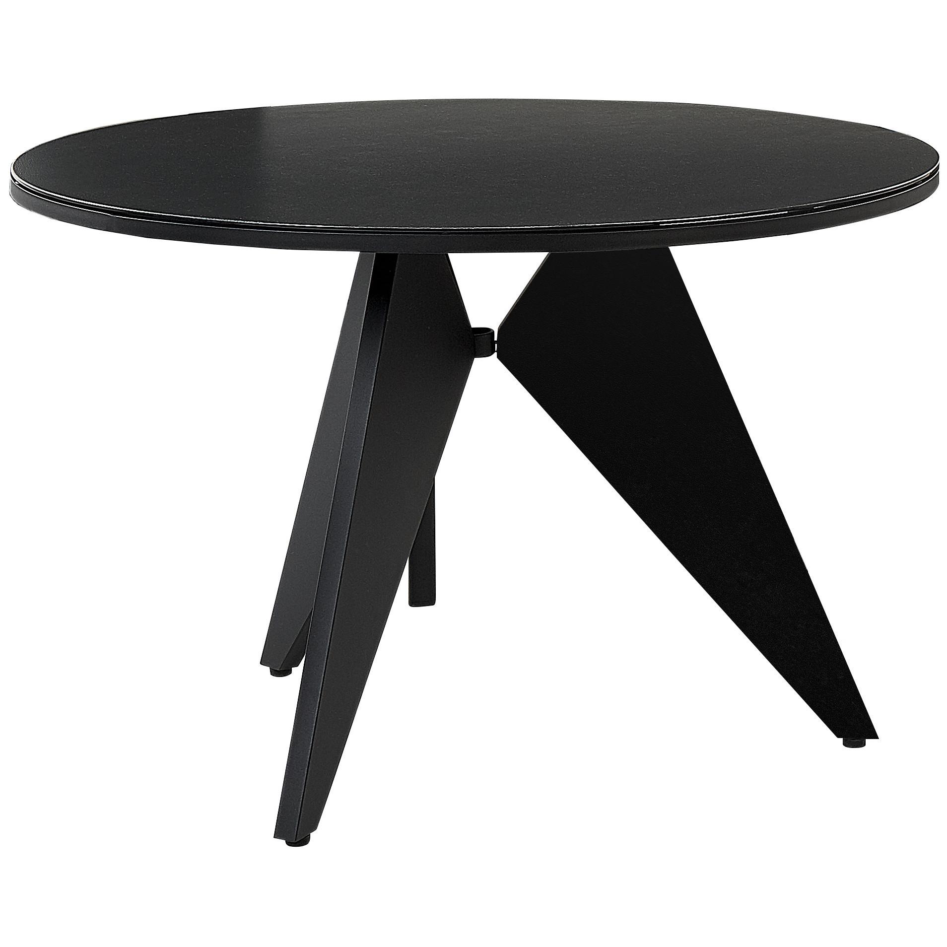 GARTENTISCH Glas Schwarz Olmetto - Schwarz, Metall (110/110/74cm) - Beliani