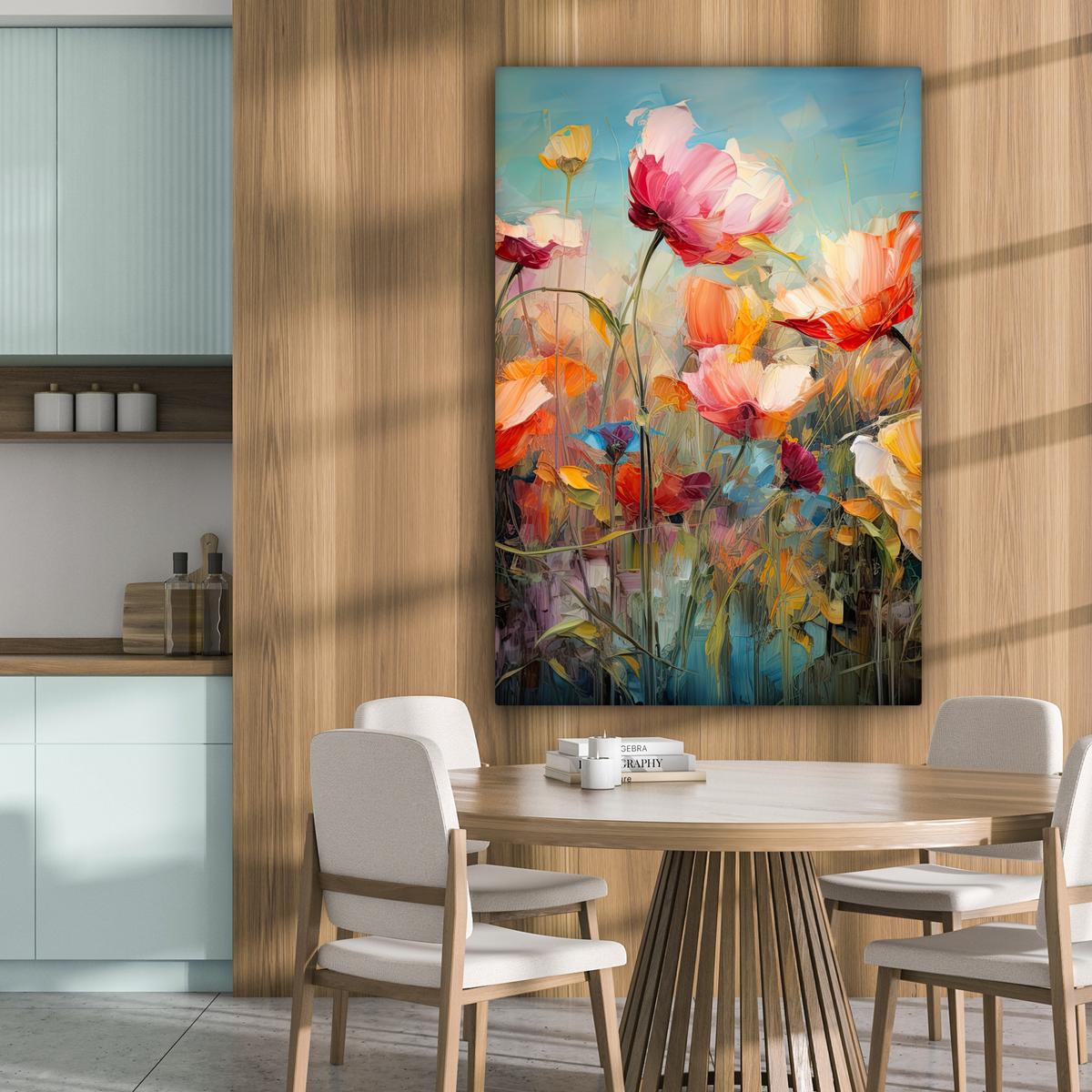 LEINWANDBILD Blumen - Aquarell - Kunst - Botanisch - Natur Deko XXL 80x120 cm - Orange, Textil (80/120cm) - MuchoWow