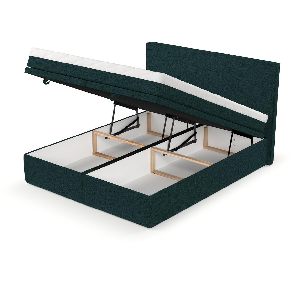 BOXBETT Zalla 140/200 cm Grün im Riva Stoff - Schwarz/Grün, Holz/Holzwerkstoff (140/200cm) - AltaBeds
