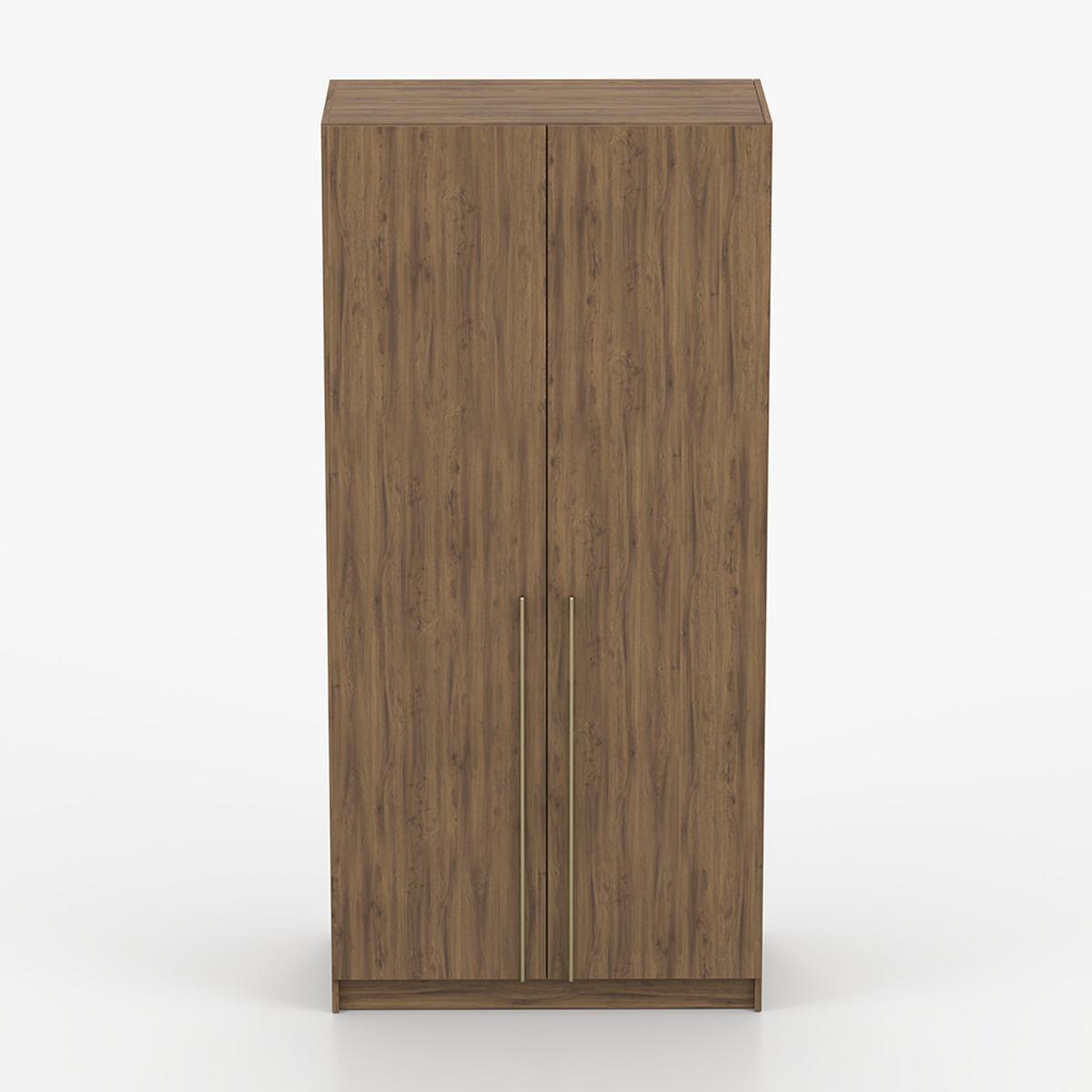 DREHTÜRENSCHRANK ROSA III 2D 100/210/55, 2-türig, Nussbaum - Goldfarben/Nussbaumfarben, Holzwerkstoff (100/210/55cm) - imoebel24