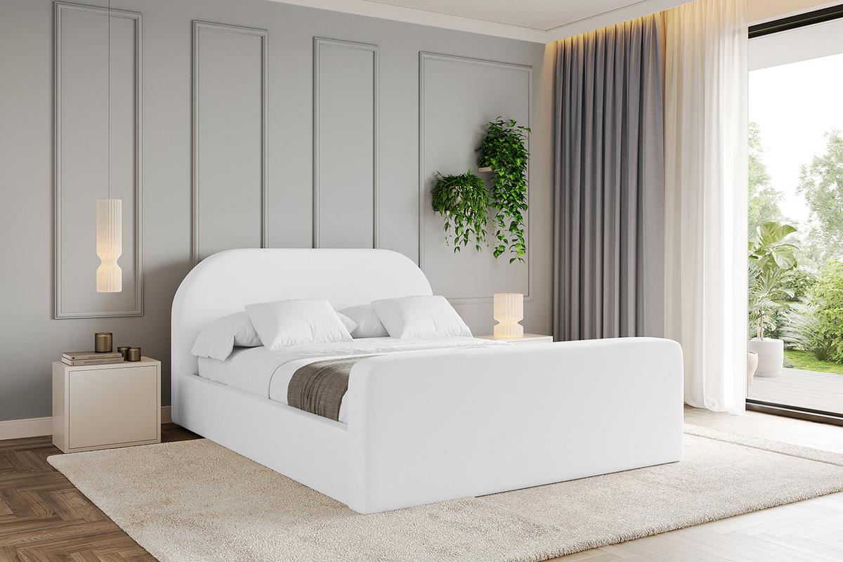 POLSTERBETT mit Bettkasten, Fußteil und Lattenrost, Boxbett ohne Matratze - TIVON-Z 180x200 Weiß Kunstleder - Weiß Hochglanz, Holzwerkstoff/Textil (180/200cm) - ALTDECOR