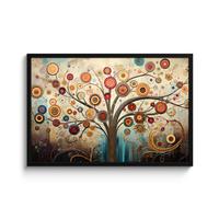 POSTER MIT RAHMENGERAHMTES BILD Baum - Baum des Lebens - Farbe 90x60 cm - Braun, Papier (90/60cm) - MuchoWow
