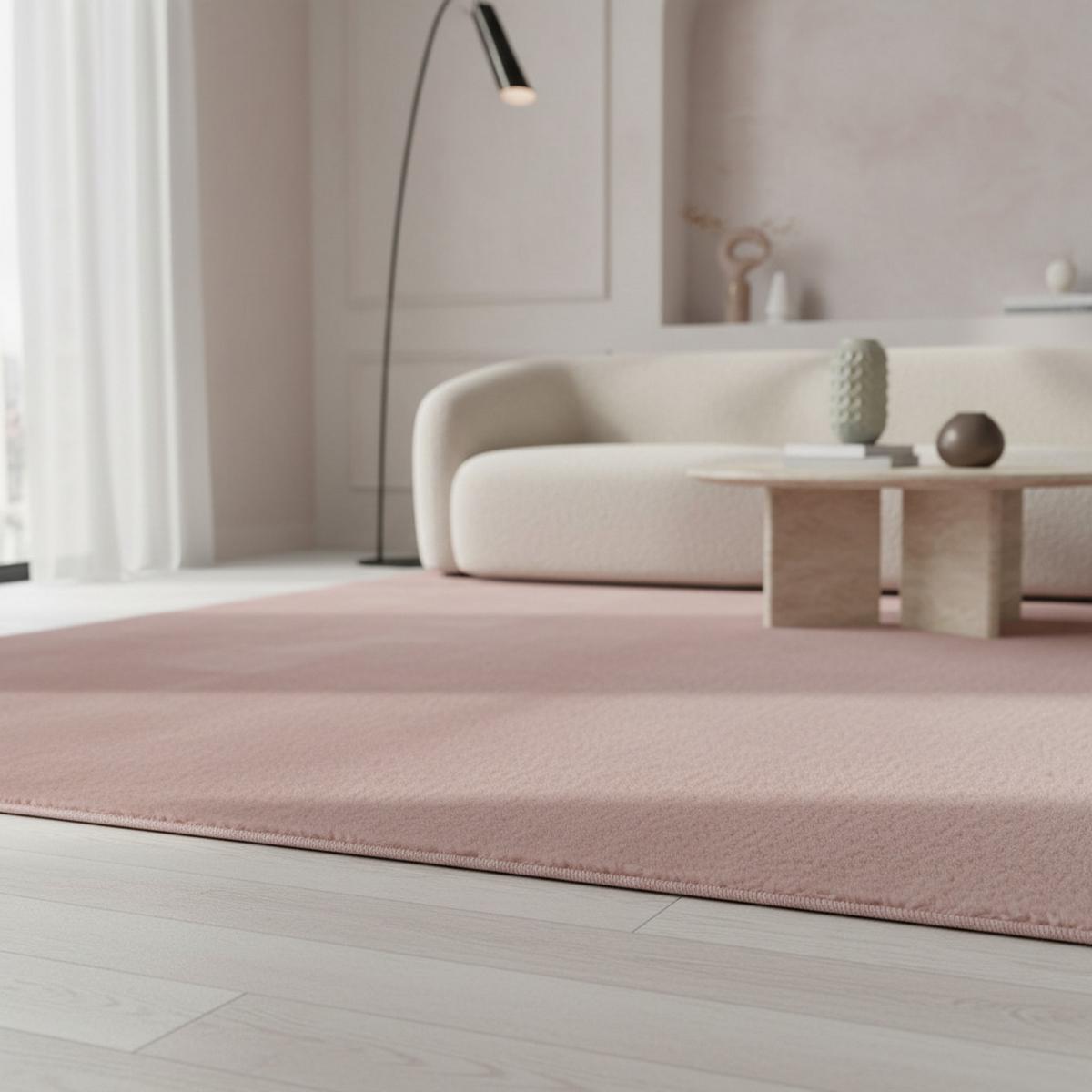 KURZFLORTEPPICH Waschbar ISAR, einfarbig, aus Polyester, Rosa, 80 x 250 cm - Rosa, Textil (250/80cm) - KADIMA DESIGN