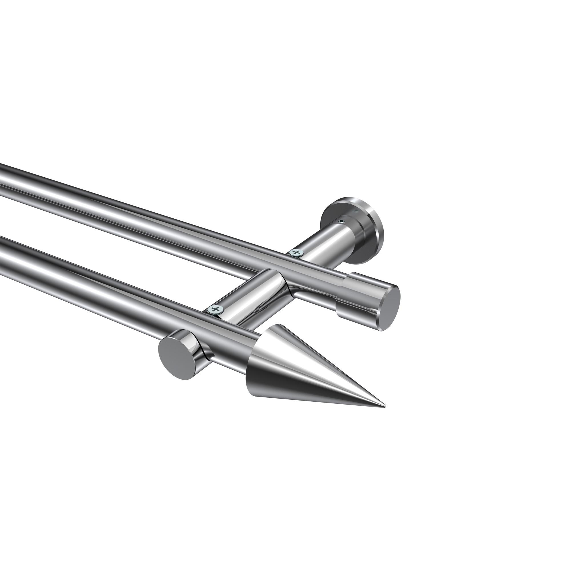 GARDINENSTANGE Platon Elanto 140 cm, 2-läufig (ohne Ringe), 20 mm Ø Chrom - Chromfarben, Metall (140cm) - INTERDECO