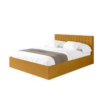POLSTERBETT mit Bettkasten und Lattenrost, Boxbett ohne Matratze - PARI 160x200 Senfgelb - Currygelb, Holzwerkstoff/Textil (160/200cm) - ALTDECOR
