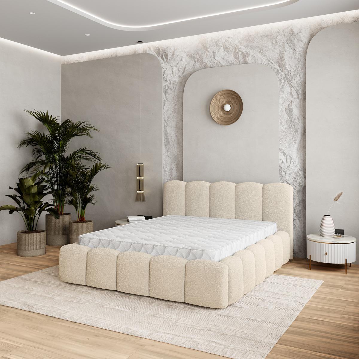 POLSTERBETT FALINA 140x200 cm mit Bettkästen - Creme - Creme, Holz (140/200cm) - MASSENO