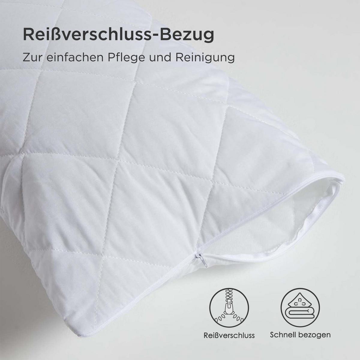 SEITENSCHLÄFERKISSEN-SCHONBEZUG gesteppt, 50/140 cm - Weiß, Textil (50/140cm) - Homescapes