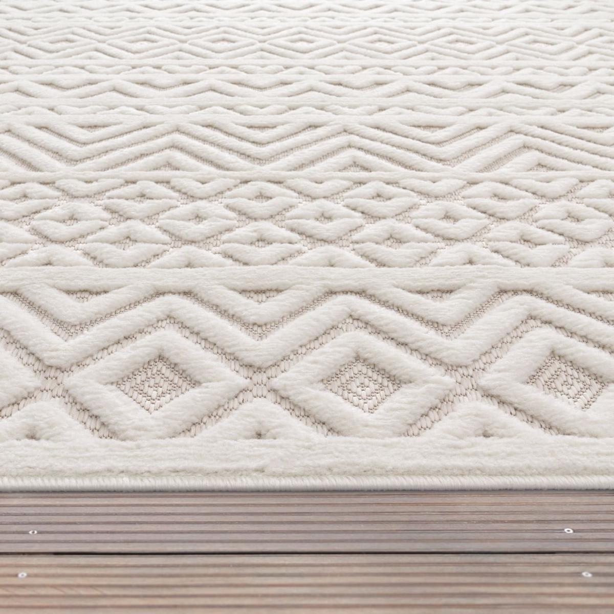 KURZFLORTEPPICH, mit Struktur, aus Polypropylen, Florhöhe 10 mm, Creme, 80 x 150 cm - Beige, Textil (150/80cm) - KADIMA DESIGN