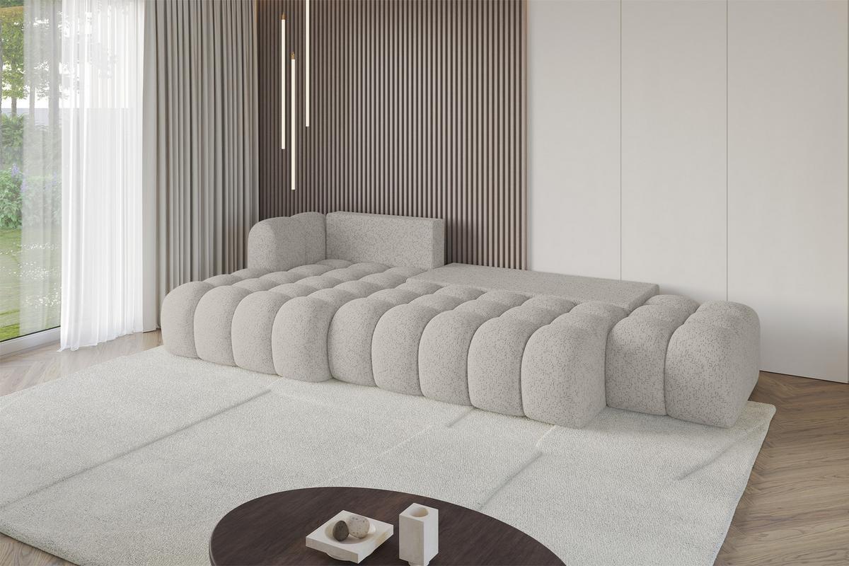 ECKSOFA mit Schlaffunktion Ottomane Links OLEA-L2 321x164x75 Hellgrau Tissu - Silberfarben/Schwarz, Holzwerkstoff/Kunststoff (321/164cm) - ALTDECOR