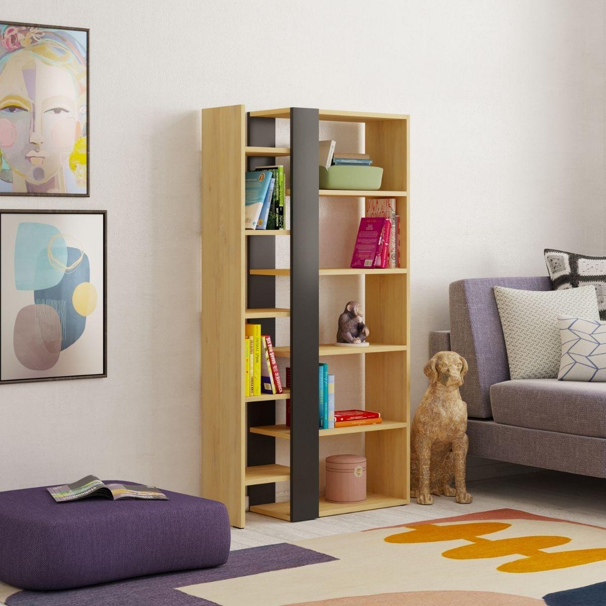 BÜCHERREGAL 5 Ebenen L80 x H152 cm - Axel - Eiche Bianco, Holzwerkstoff (29.5/152/31cm) - Calicosy