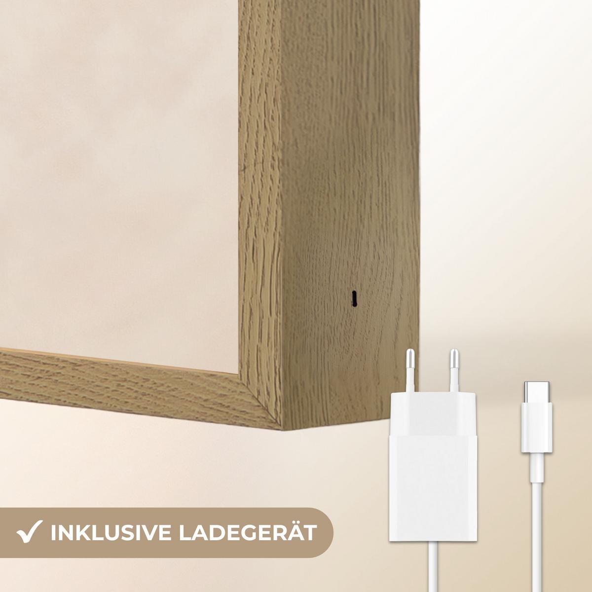 WANDLEUCHTE MIT AKKU Symmetrische Biegung - kupferfarbig 40x30 cm - Beige, Holzwerkstoff (40/30/8cm) - OnlyWow