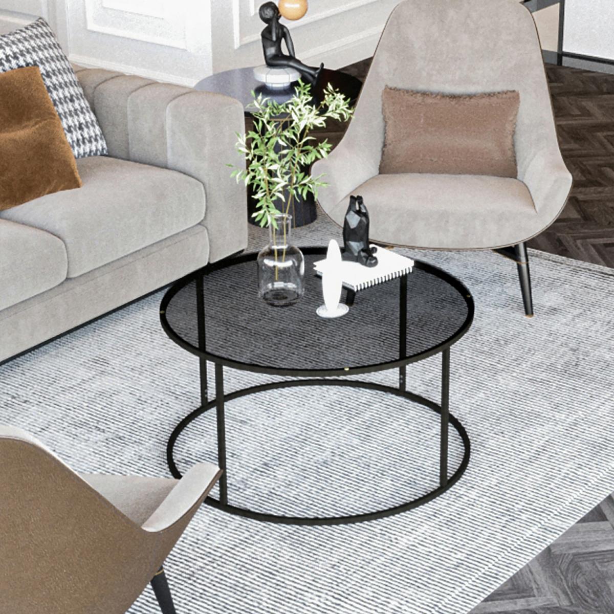 COUCHTISCH Kolari 45/80/80 cm - Schwarz, Metall (80/80/45cm) - [en.casa]