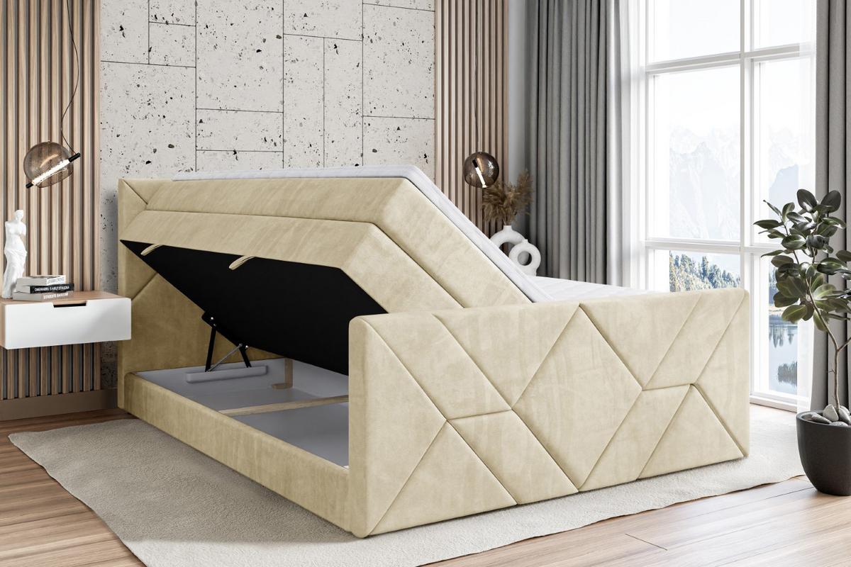 BOXSPRINGBETT BARWA-Z KING - 200x200 - H3/H4 - Beige - Beige, Holzwerkstoff (200/200cm) - ALTDECOR
