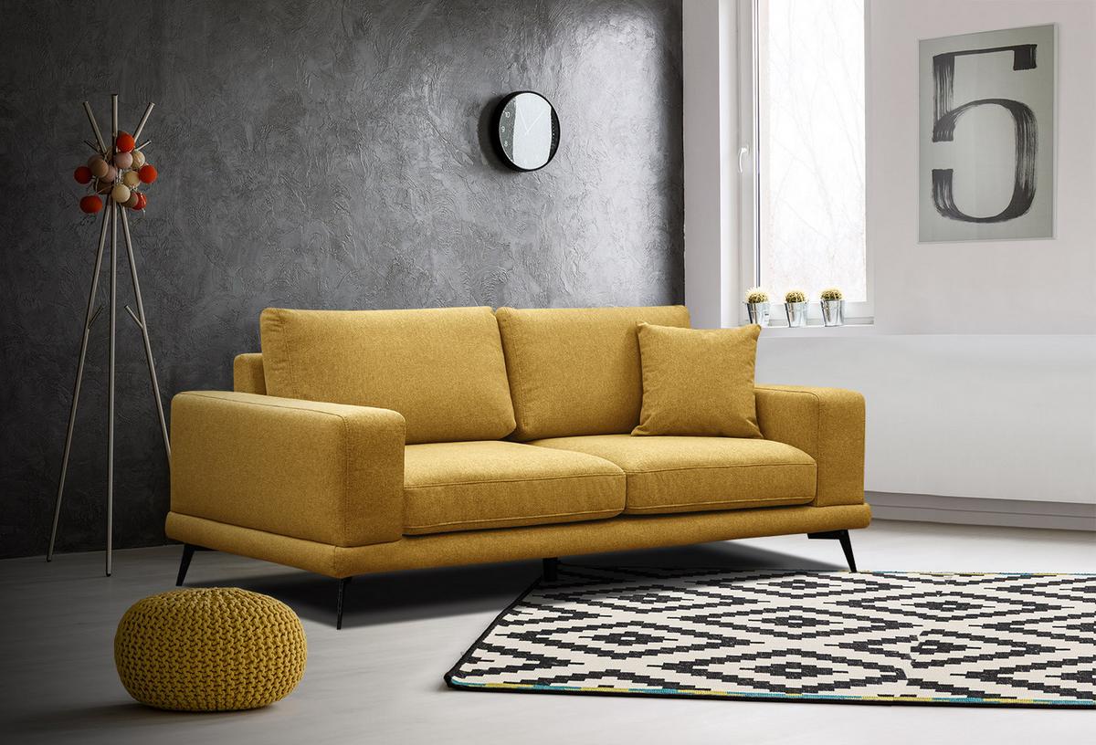 SOFA MEDIOLANE 2,5-Sitzer, dunkelgelb - Dunkelgelb, Holzwerkstoff/Textil (203/87/96cm) - Wozimo