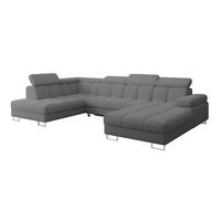 WOHNLANDSCHAFT mit Schlaffunktion und Bettkasten Ottomane Links COMA U 345x203x79 Grau Bouclé - Chromfarben, Holzwerkstoff/Textil (345/79/203cm) - ALTDECOR