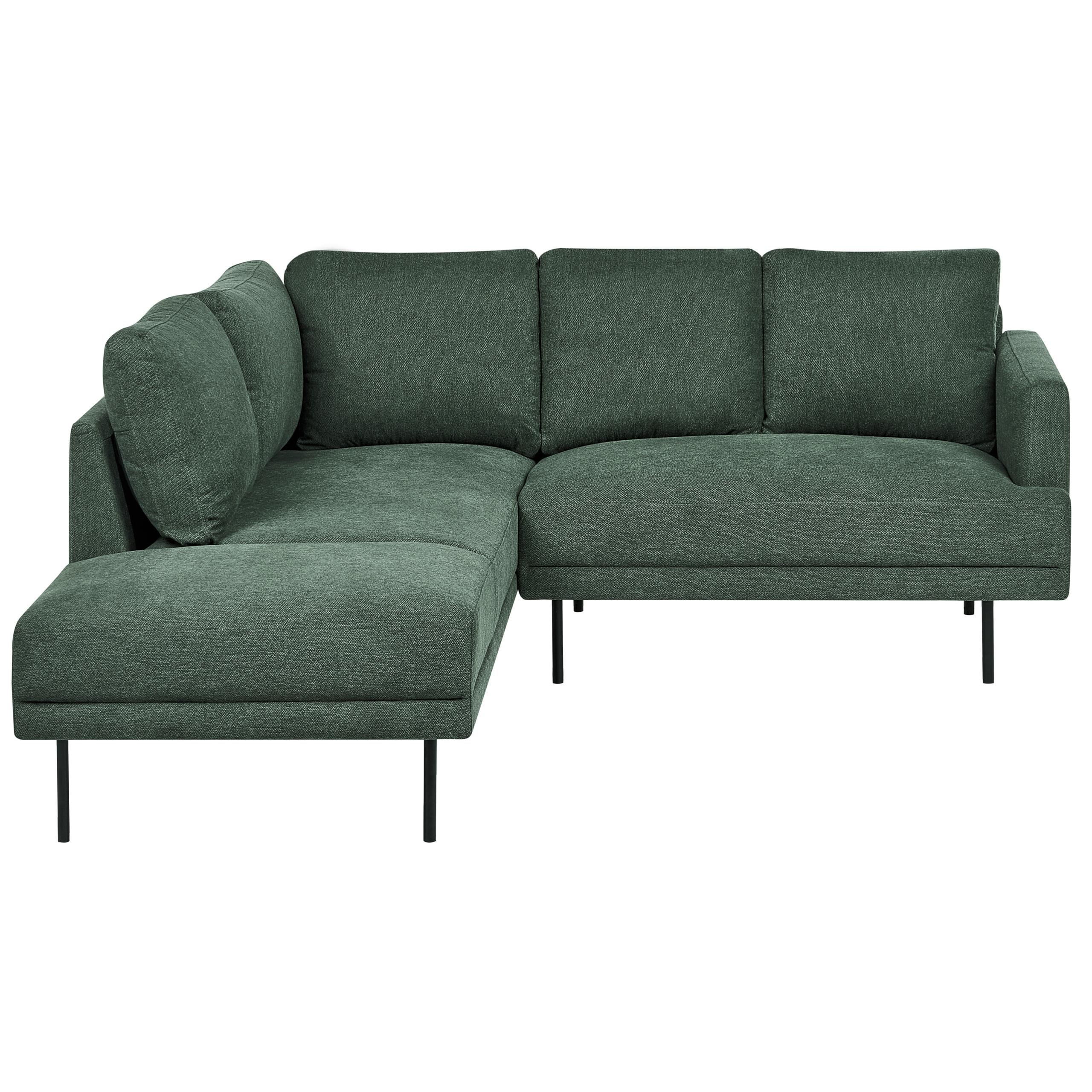 ECKSOFA 4-Sitzer Stoff Dunkelgrün rechtsseitig Breda - Schwarz/Grün, Textil (210/200cm) - Beliani