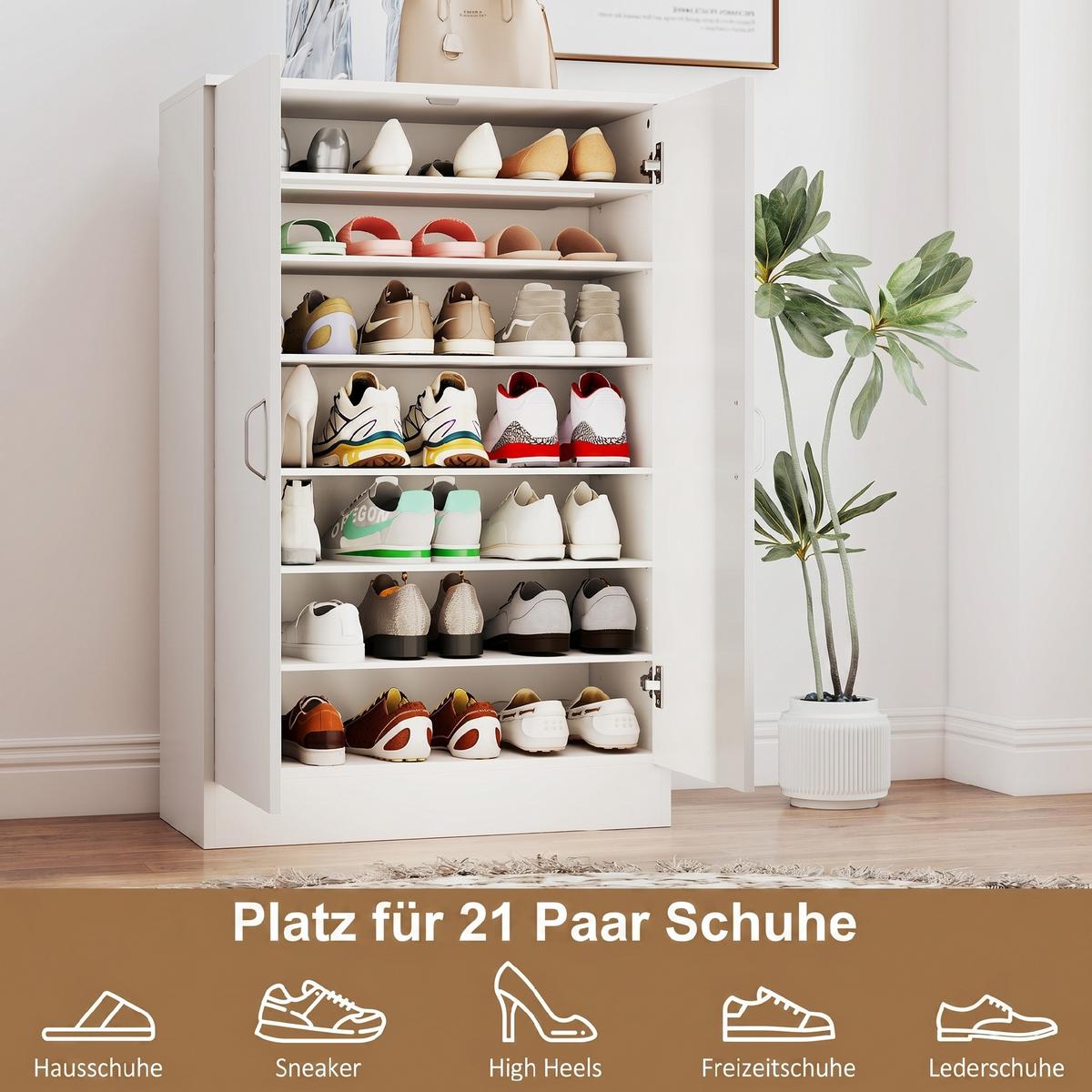 SCHUHSCHRANK Spanplatte Naturholz - Alufarben/Naturfarben, Holzwerkstoff/Metall (70/108/35cm) - HOMCOM