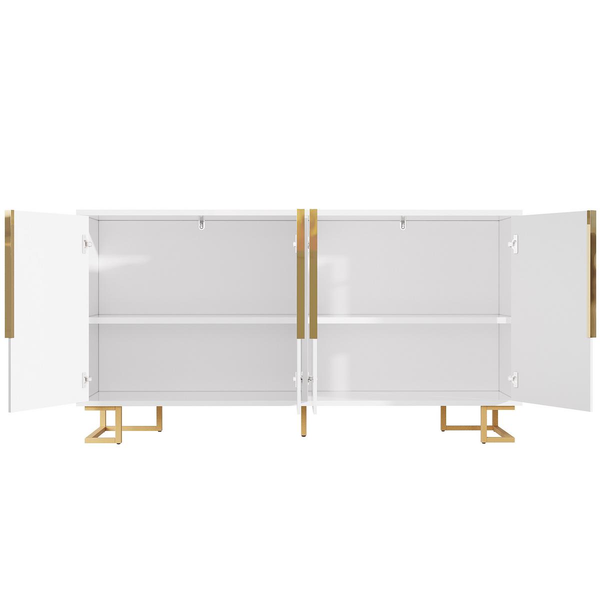 SIDEBOARD mit 3 Türen und Goldenen Akzenten Weiß - Weiß, Holzwerkstoff/Metall (152/75/40cm) - Urban Meuble