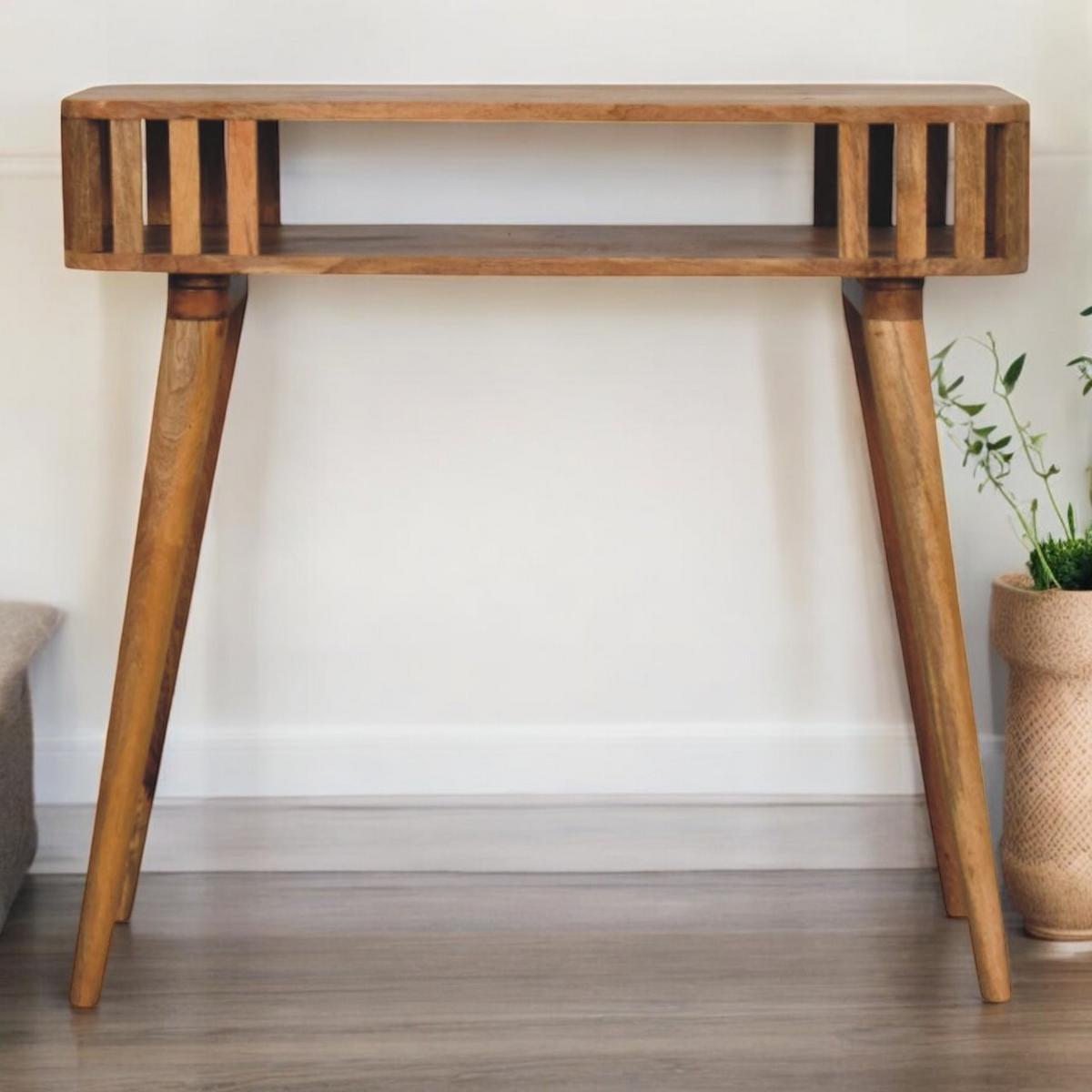 KONSOLENTISCH mit Eichenoptik-Finish, 1 offene Ablage, hellbraun. - Hellbraun/Braun, Holz (35/85/80cm) - Artisan Furniture