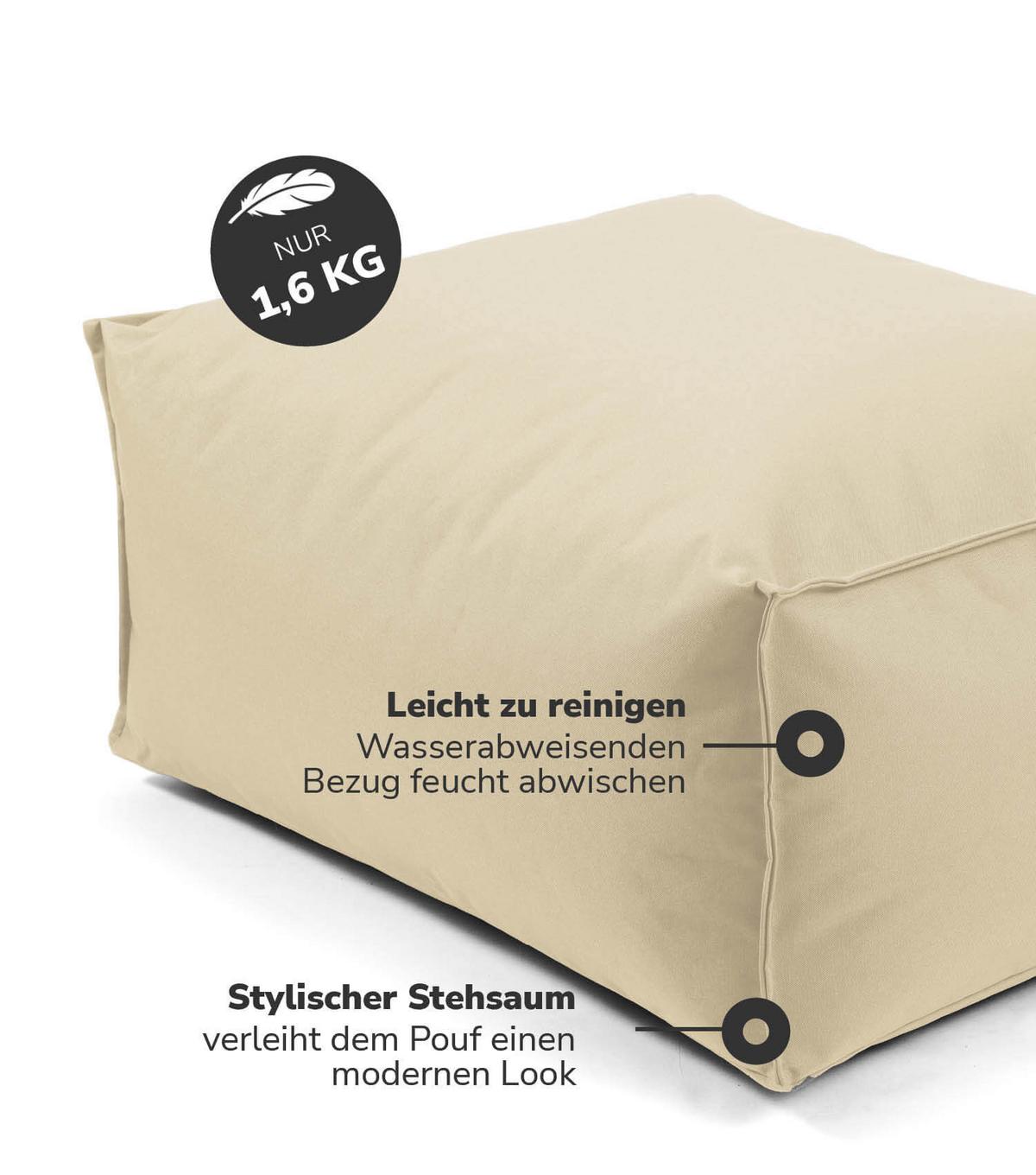 OUTDOOR POUF mit Schutzhülle Der Ruhestifter - Beige, Textil (60/30/50cm) - Mokebo