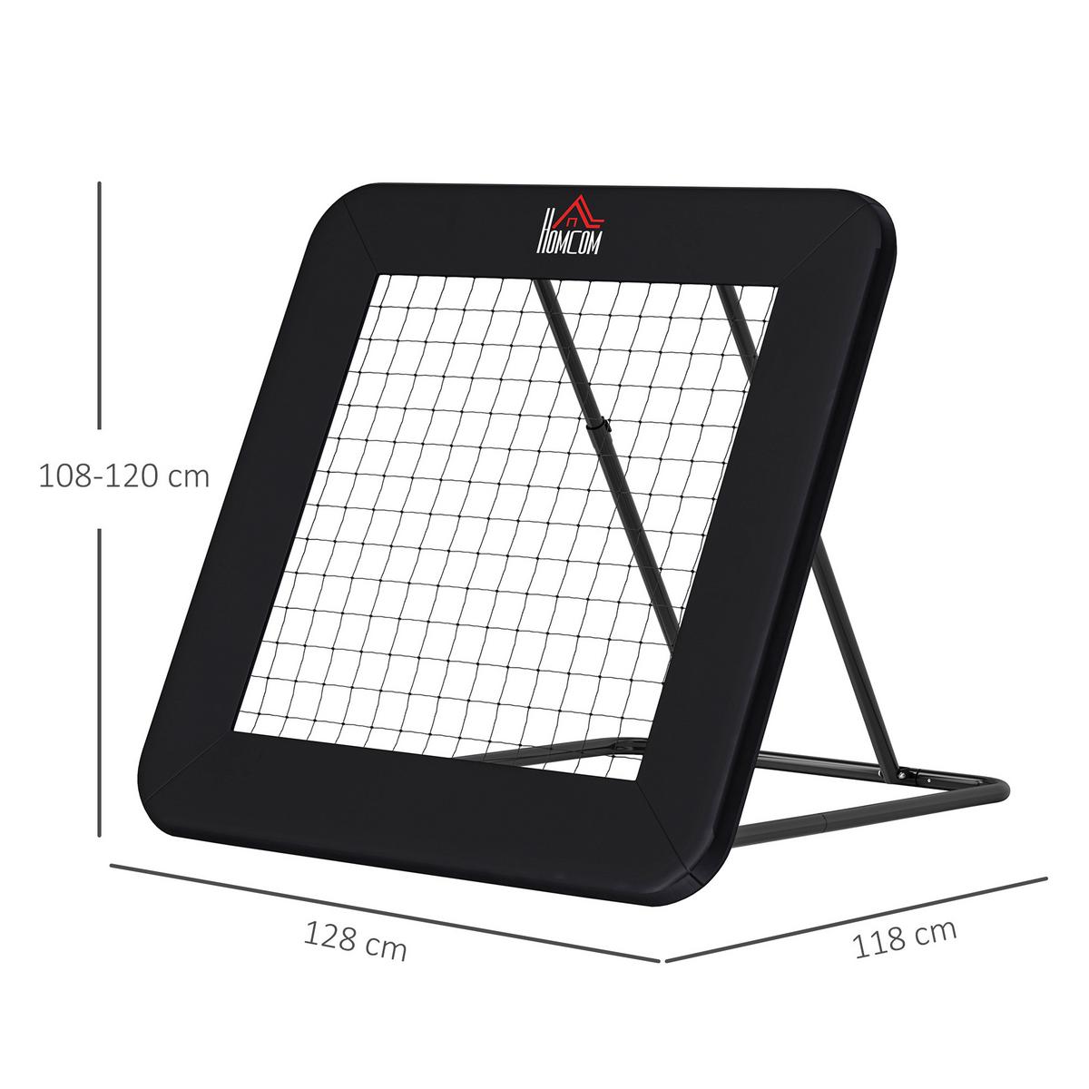 FUSSBALL Rebounder klappbar Kickback Tor Rückprallwand verstellbar Stahl Schwarz - Schwarz, Metall (118/128cm) - HOMCOM