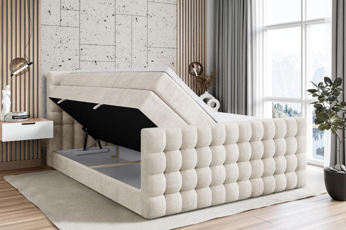 BOXSPRINGBETT VIONE-Z KING - 140 x 200 - H3/H4 - Ecru - Ecru, Holzwerkstoff (140/200cm) - ALTDECOR