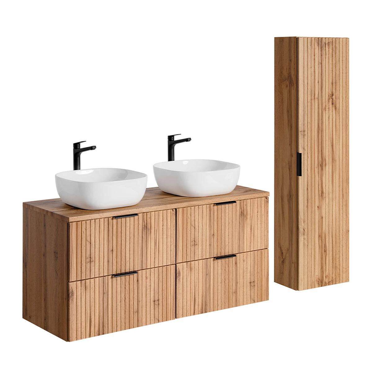 BADMÖBEL 120.8cm Adriel 2er-Set Holz - Braun, Holzwerkstoff (120.8/59/46cm) - Petits-meubles
