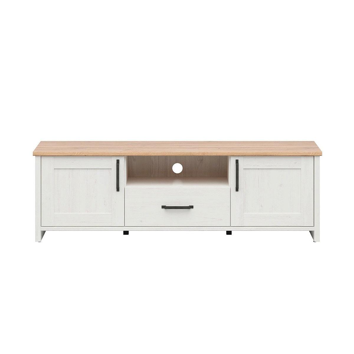 TV-MÖBEL Aksel Weiß und Holz - Weiß, Holzwerkstoff (160/51/44cm) - Petits-meubles
