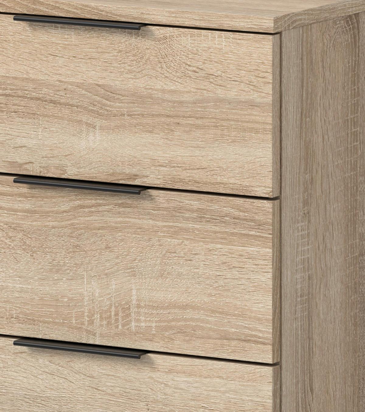 NACHTTISCH 2er Set Eiche Sonoma 45 x 60 cm, Nachtkommode in Komforthöhe - Eichefarben/Schwarz, Holzwerkstoff/Kunststoff (45/60/40cm) - Inn.Furn