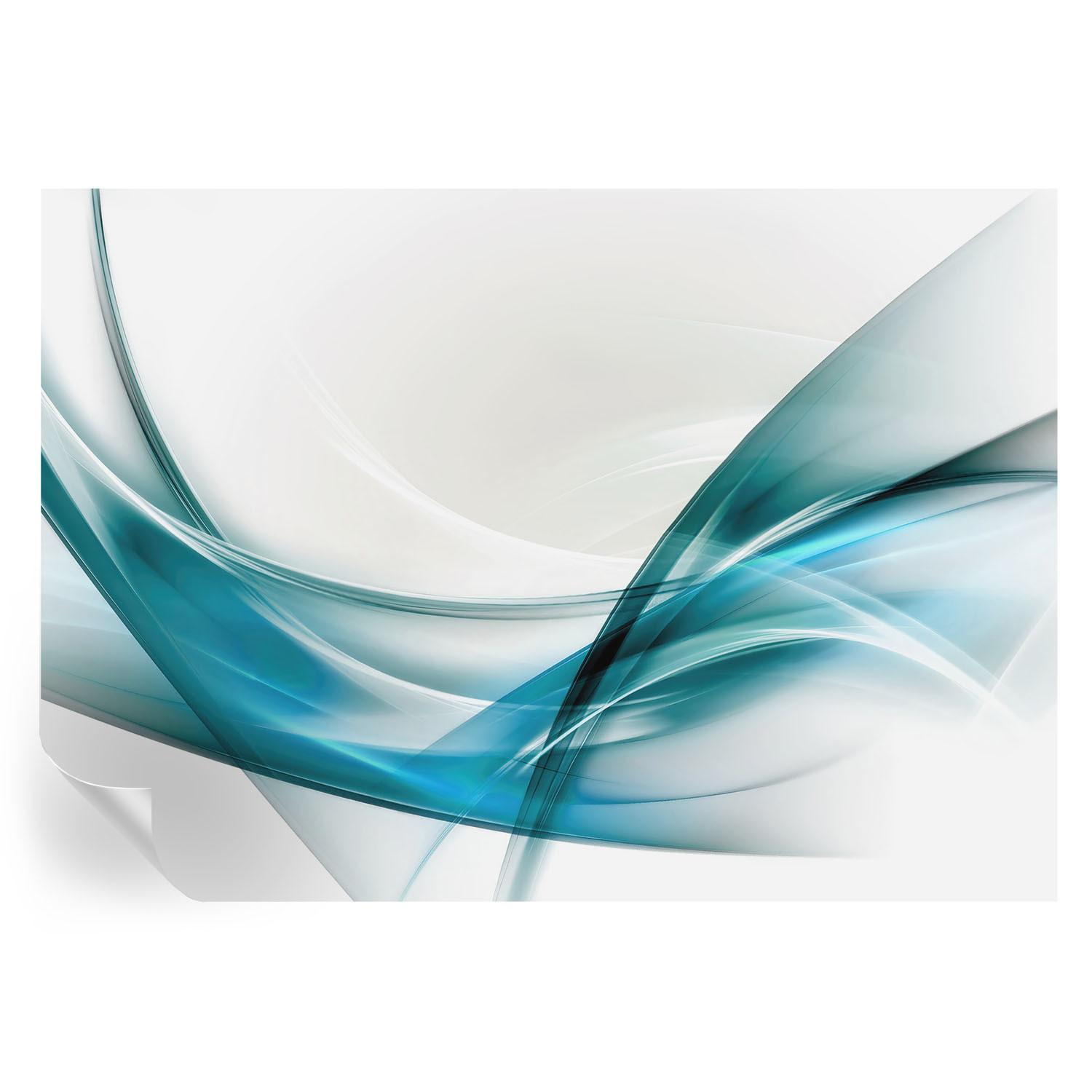 FOTOTAPETE 312x219 cm - Blaue Wellen - Weiß, Textil (312/219cm) - Wallfluent