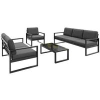 GARTENSET Stella mit Sofas, Sessel und Kaffeetisch, mit Metallrahmen, Dunkelgrau - Dunkelgrau, Metall - Beautysofa