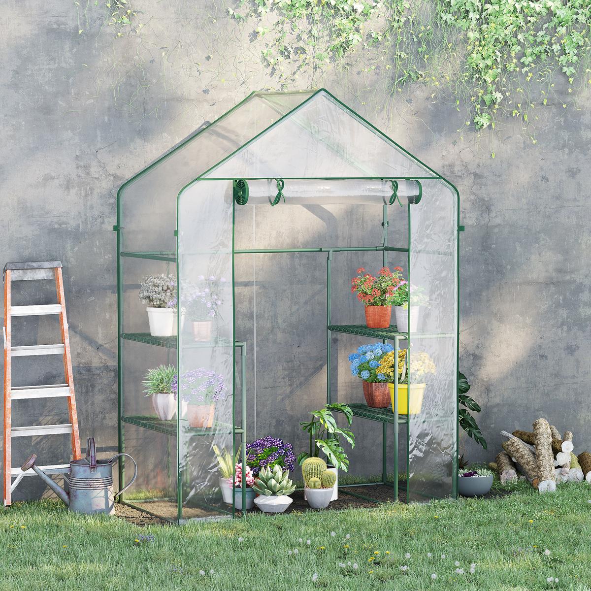 FOLIENGEWÄCHSHAUS, Transparent, Metall, PVC-Kunstoff - Transparent, Kunststoff (73/195/142cm) - Outsunny