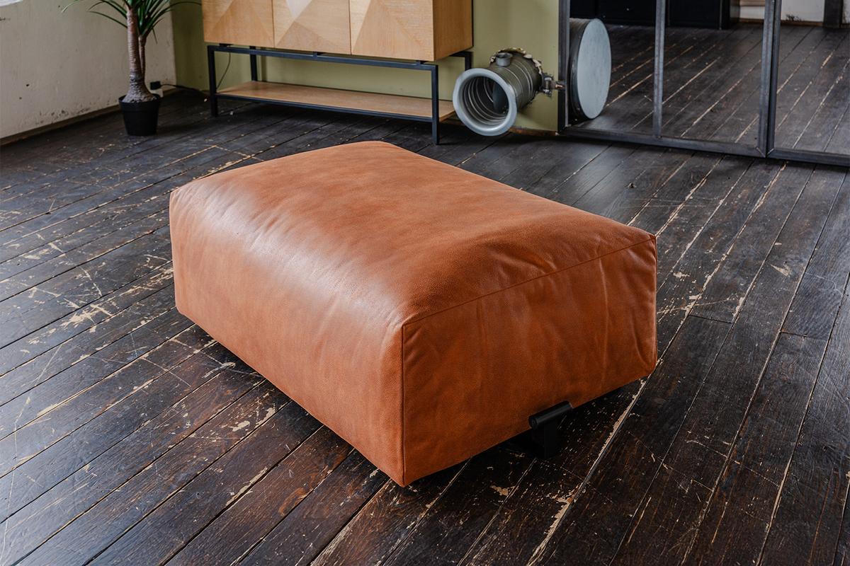 HOCKER MIA Braun Lederfaserstoff - Schwarz/Braun, Leder/Kunststoff (117/47/84cm) - KAWOLA