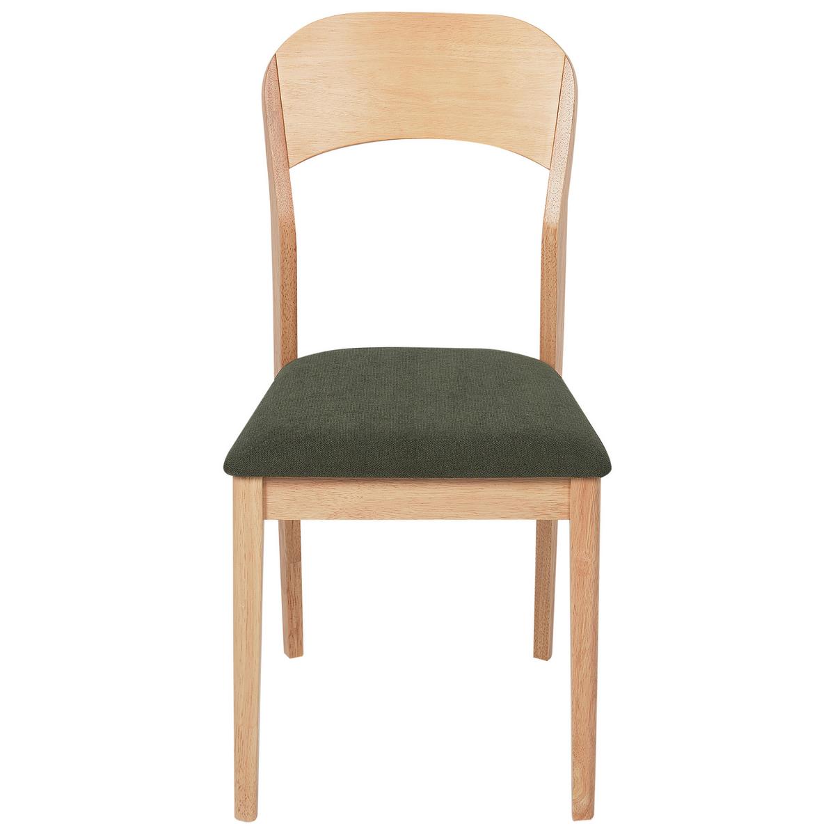 ESSZIMMERSTUHL 2er-Set Heller Holzfarbton Alvin - Hellbraun/Grün, Holz (44/90/53cm) - Beliani