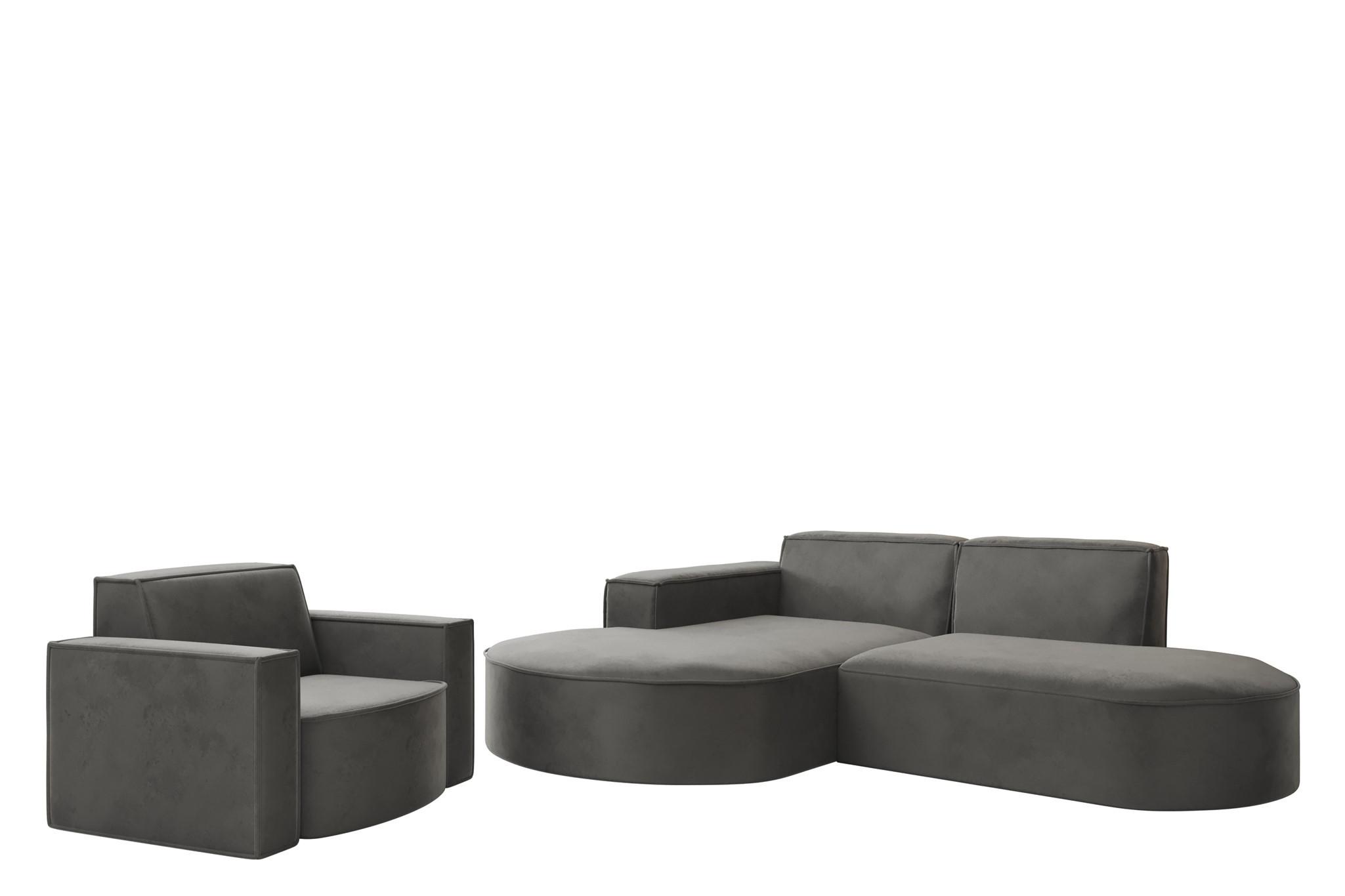 SOFASET Palma Ecksofa Sessel Opera - Anthrazit, Holzwerkstoff/Textil (236/78/165cm) - Fun Möbel